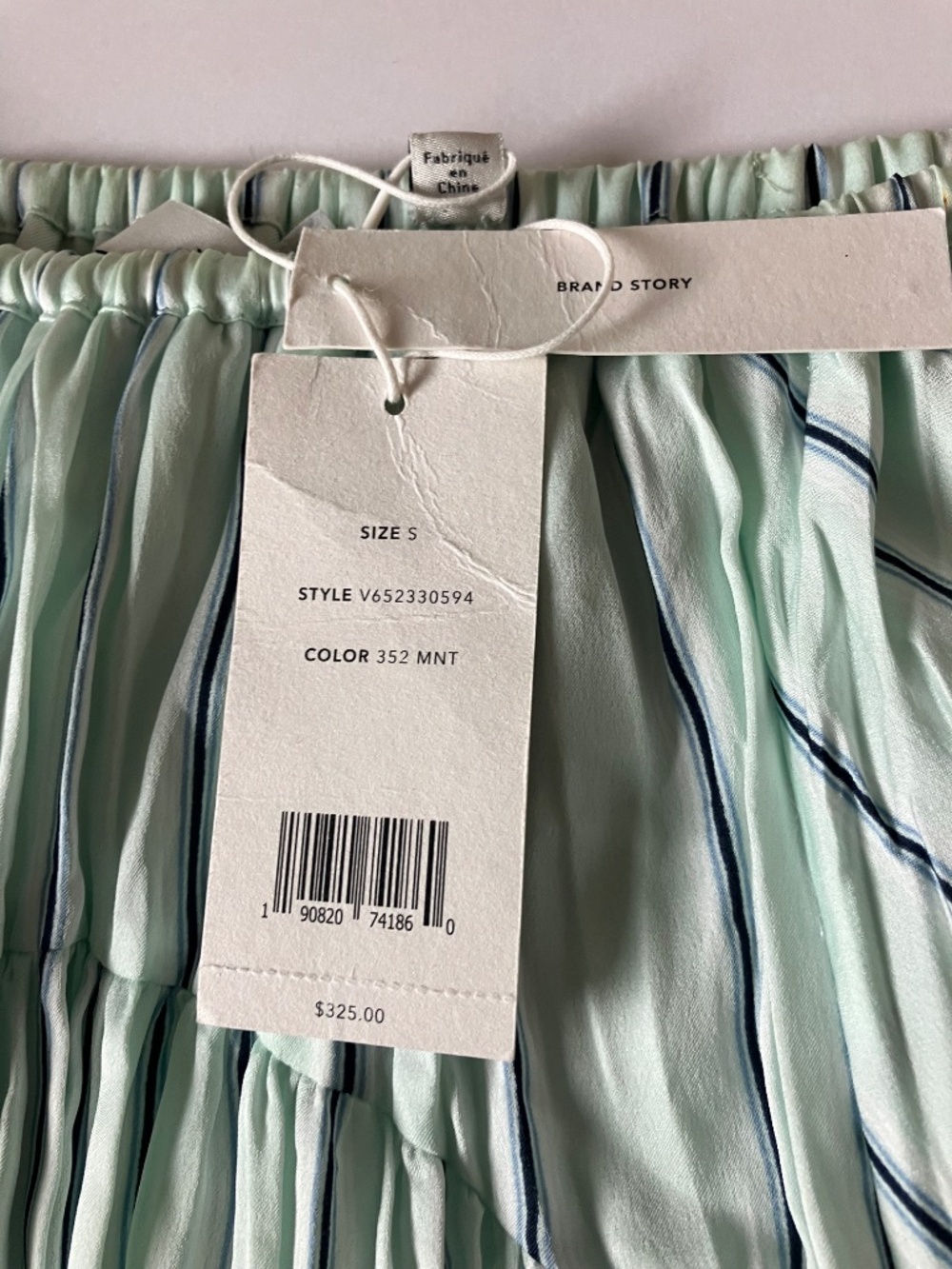 Vince CRUSHED PANEL SILKY STRIPE Small, MINT - Picture 5 of 5